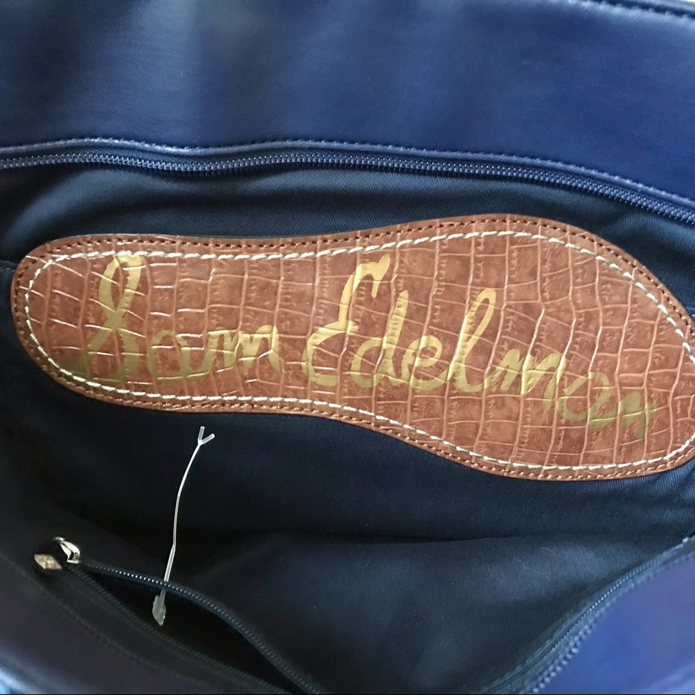 Sam Edelman Signature Shoulder Bag Tote Navy Poseidon Blue - Picture 7 of 8